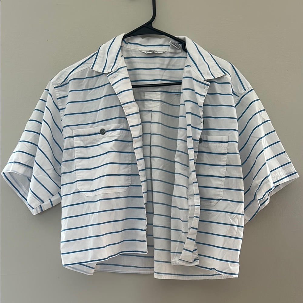 Striped Short Sleeve Button-Up Shirt